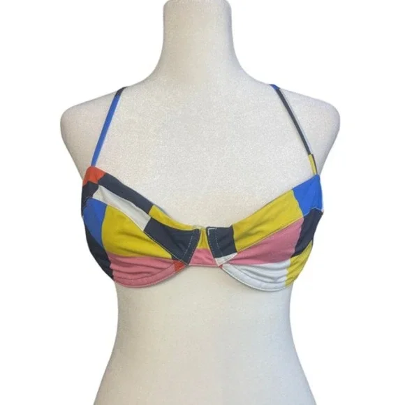 Cala de la Cruz Bikini‎ Top M Colorblock Underwire Swim Beach Resort Chic - Picture 2 of 7